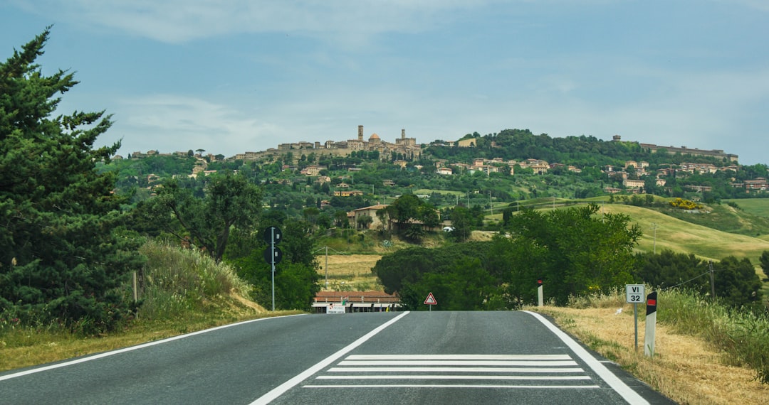 Tuscany highway landscape rolling hills Italy