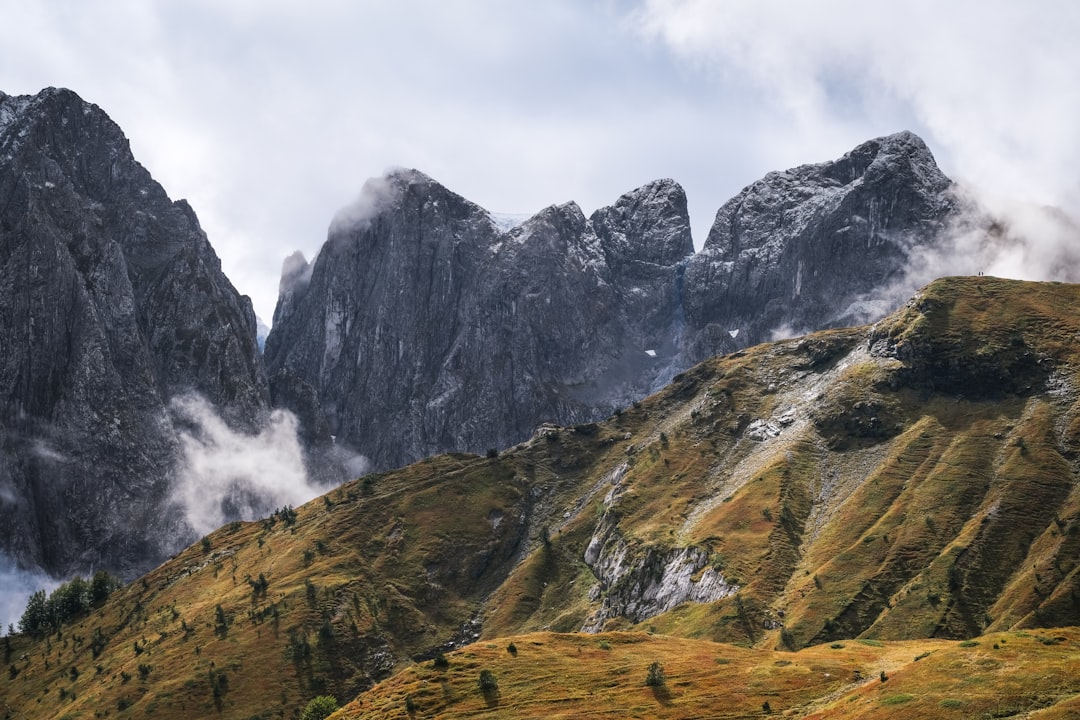 Theth Valbona pass Albania mountain ridge panoramic view
