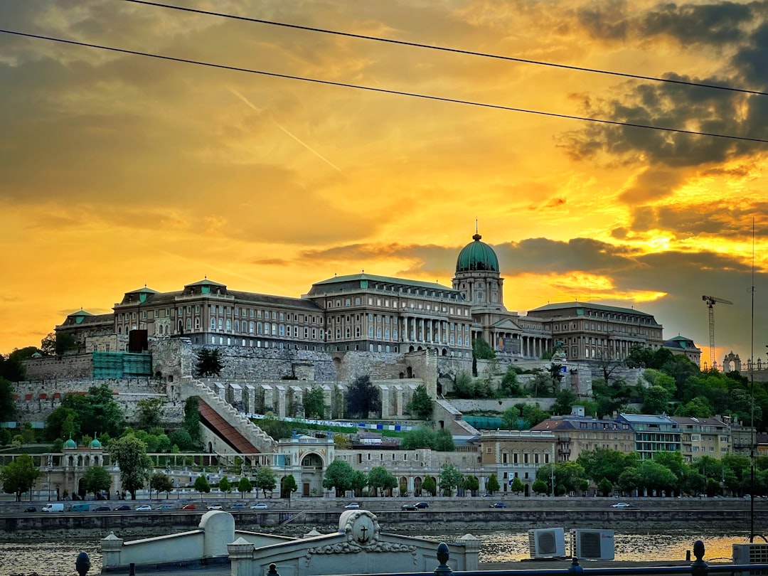 Rudas Baths Budapest rooftop terrace Danube River Parliament Building sunset