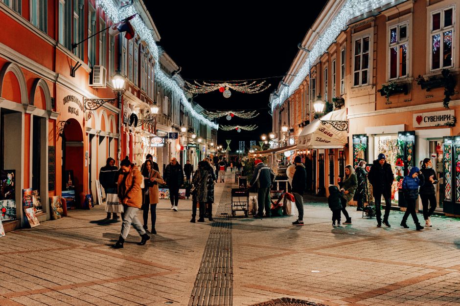 Cuprija Serbia town center street night