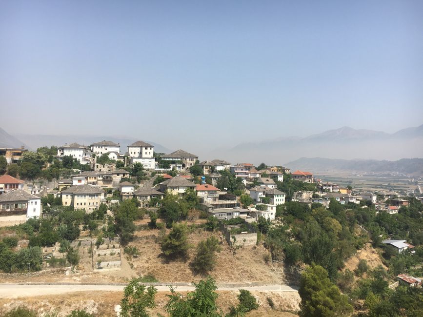 Gjirokastër Castle Albania stone walls panoramic view city slate roofs