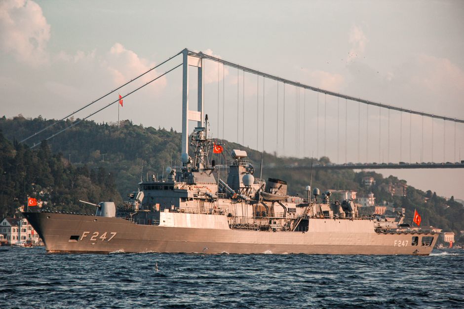 Greek and Turkish naval ships in Aegean Sea