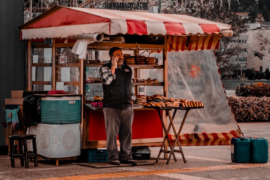 Ohrid street food burek pastry vendor outdoor market