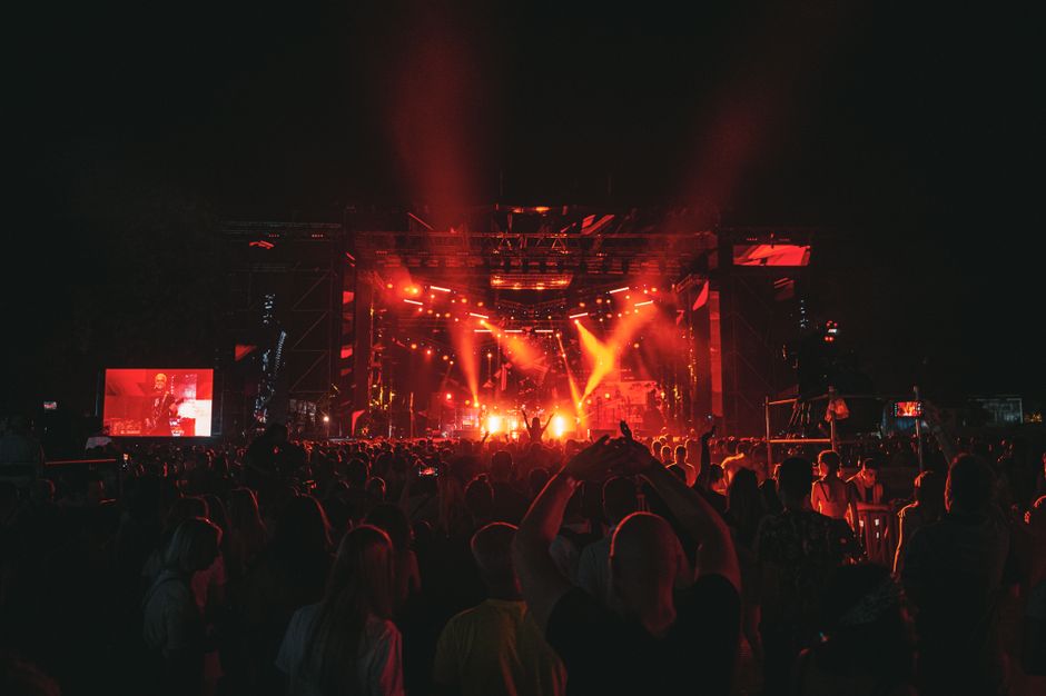 Rolling Stones concert stage Belgrade night
