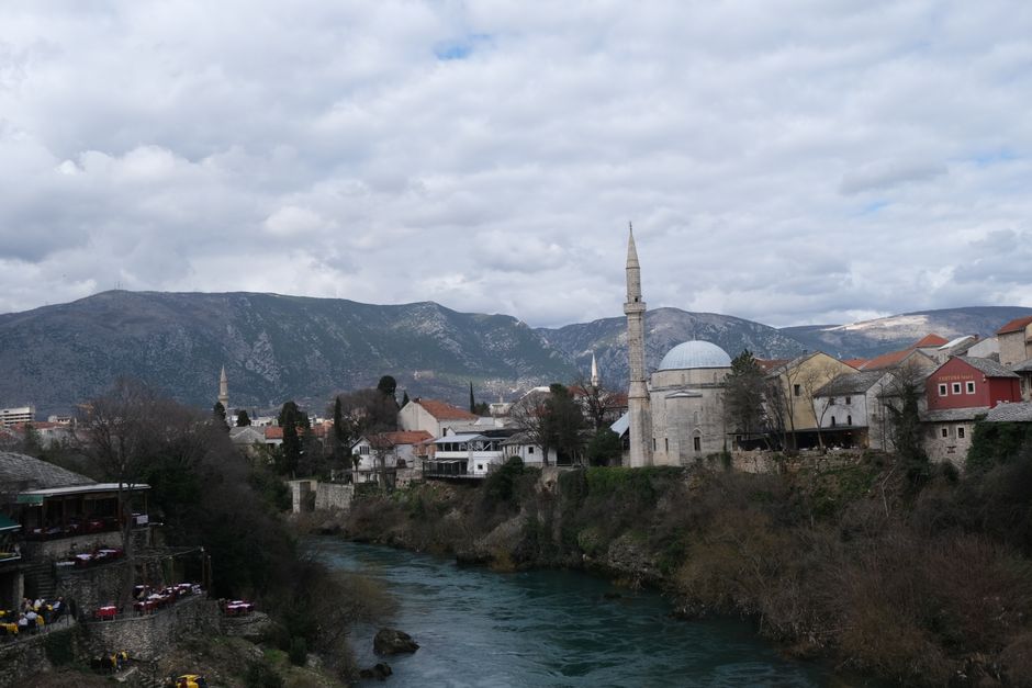 Mountain viewpoint Blagaj overlooking Neretva river Bosnia Herzegovina