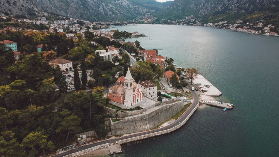 Fortress of San Giovanni Kotor Montenegro panoramic view Adriatic bay sunset