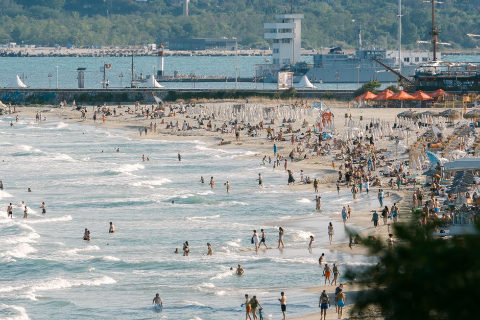 Golden Sands Beach Bulgaria crowded sunbeds Blue Flag Black Sea