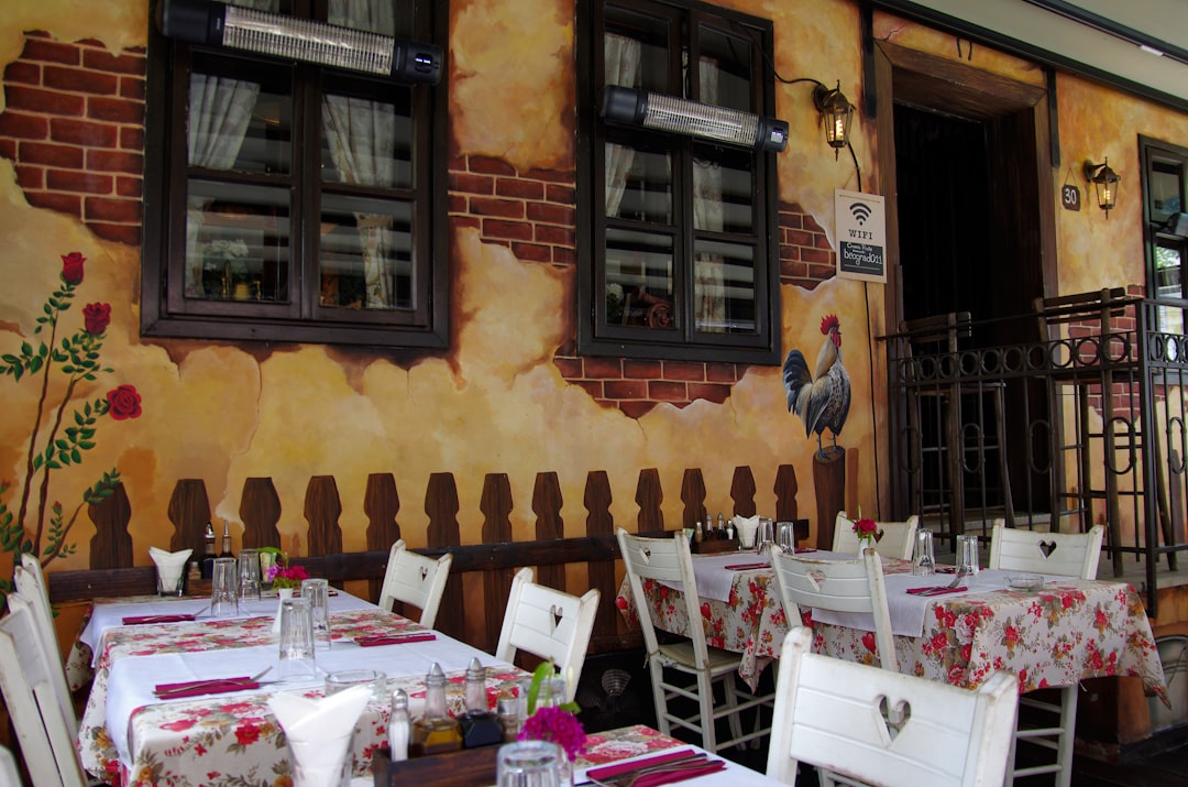 Ćićevac Serbia traditional kafana restaurant exterior wooden tables