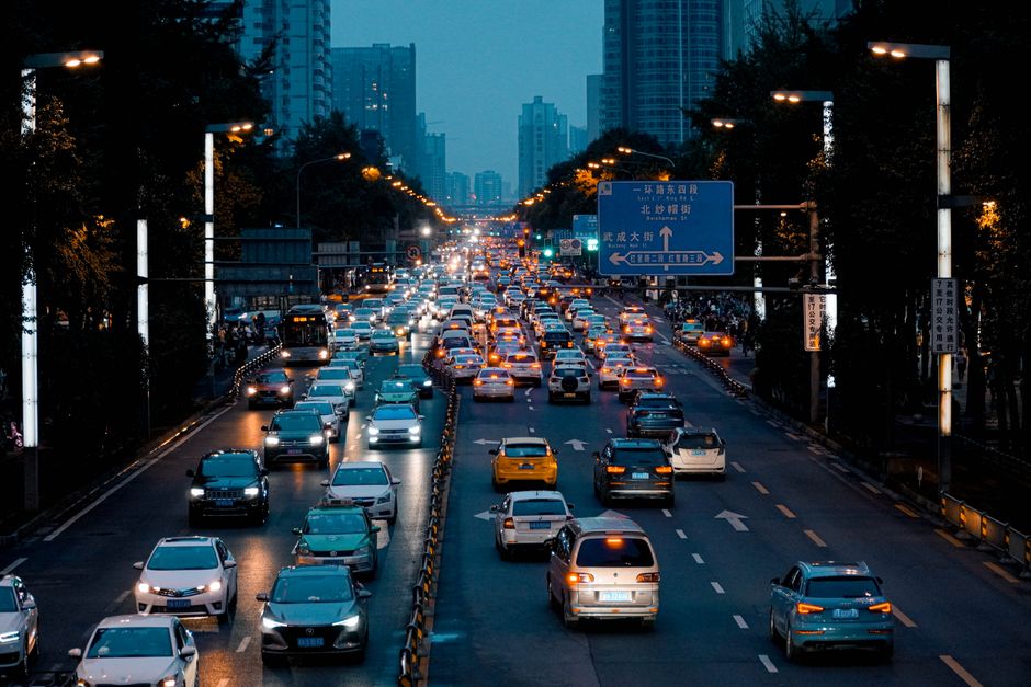 Belgrade traffic congestion Nikola Tesla Boulevard night