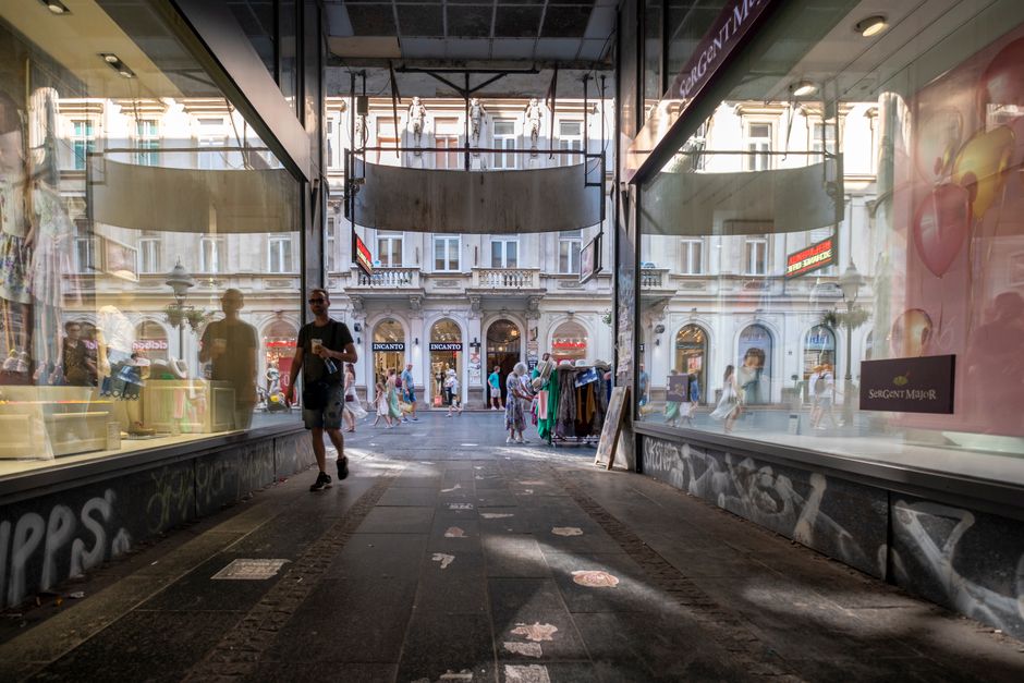 Knez Mihailova Street Belgrade pedestrians architecture day