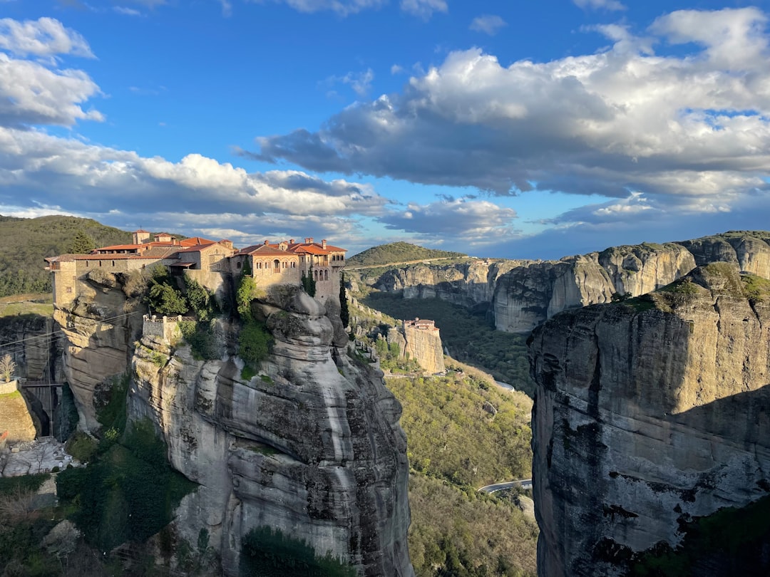 Meteora rocks night view from Kalambaka