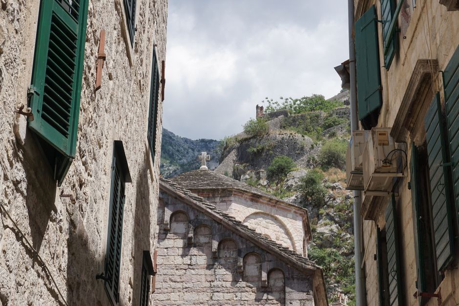 St John's Fortress lower gate stone arch entrance Kotor