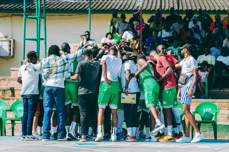 Panathinaikos Athens basketball team huddle before game