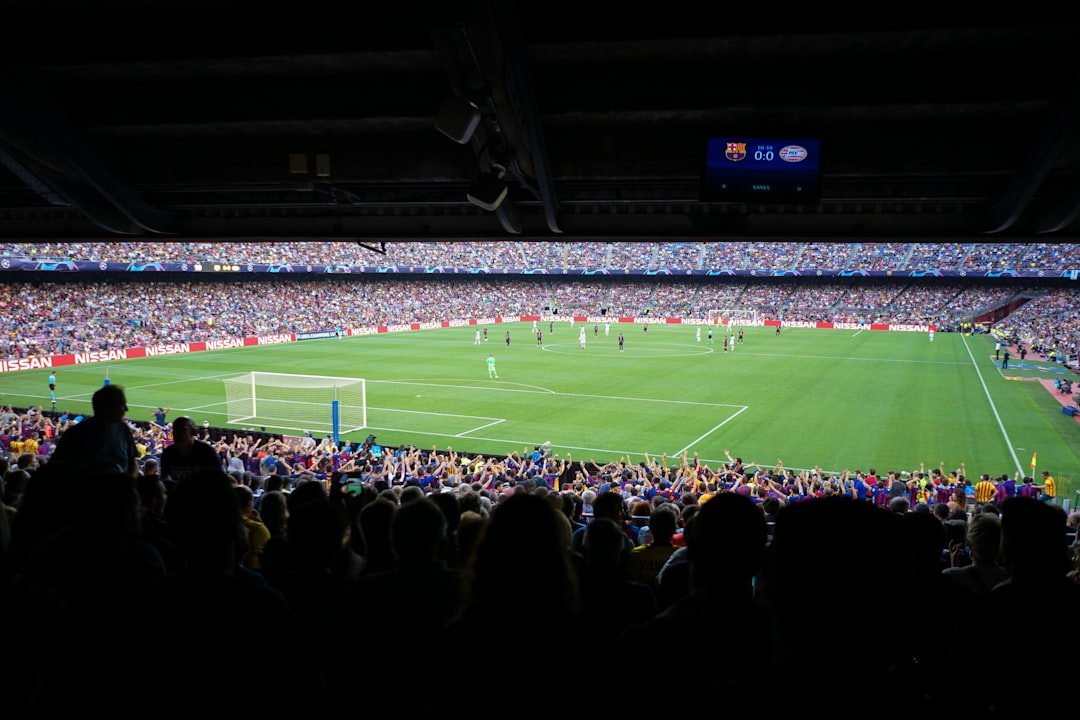 Balkan football fans watching match stadium