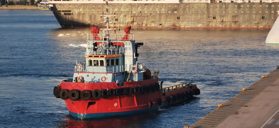 heating oil tanker ship docked in Piraeus port Greece