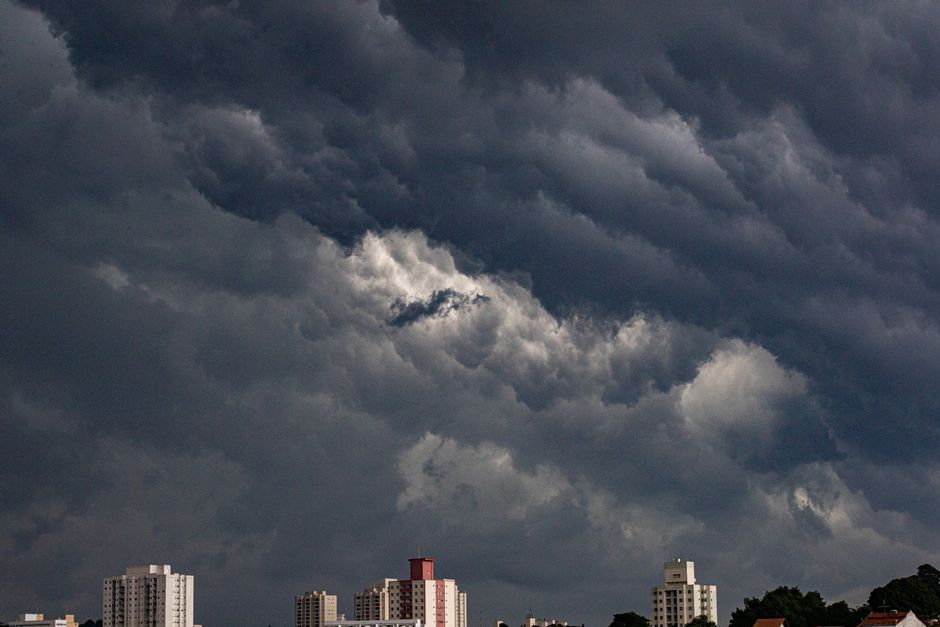 Storm clouds over Novi Sad city skyline June