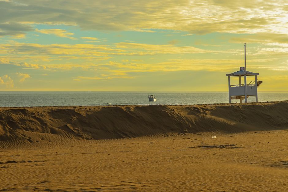 Velika Plaza Ulcinj golden sand dunes Adriatic sea morning light