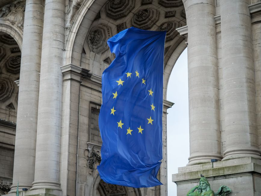 European Union flag with rule of law banner