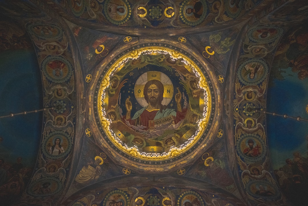 Studenica Monastery Christ Pantocrator dome fresco detail