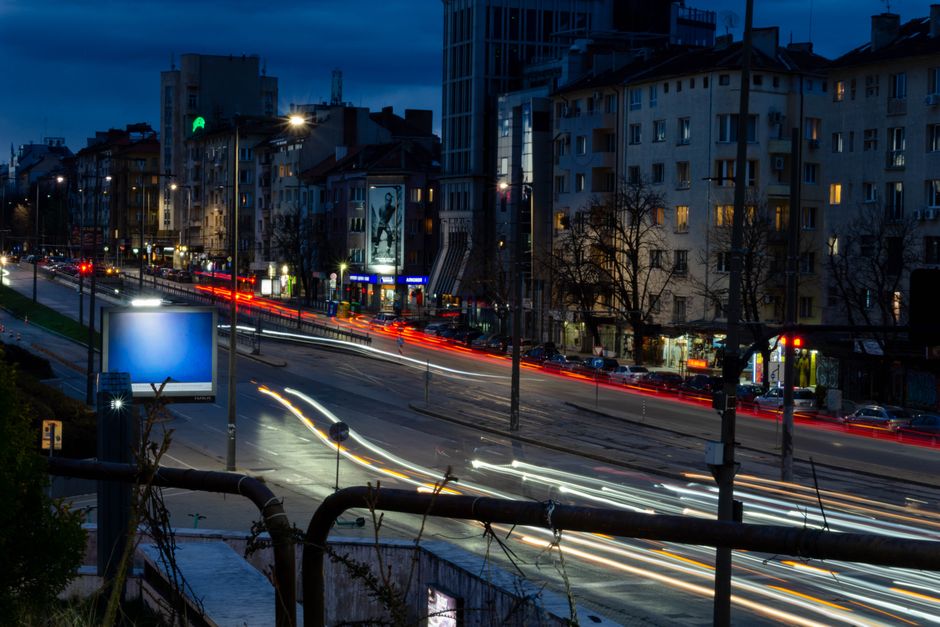 Sofia Bulgaria Vitosha Boulevard nightlife evening lights