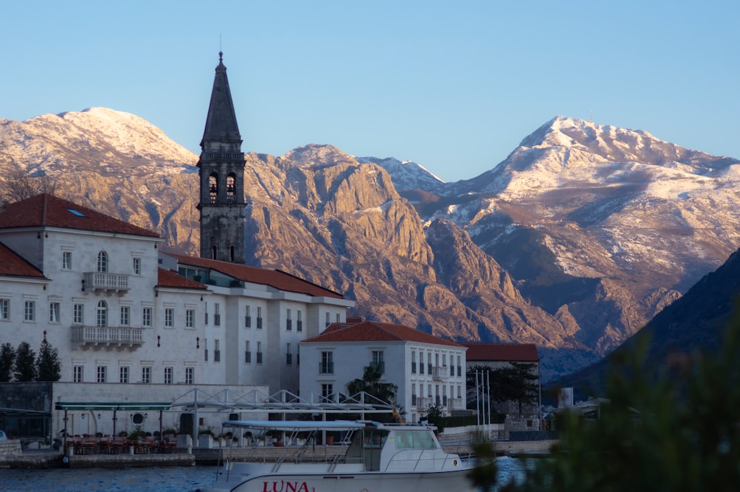Perast Riva bar evening atmosphere lights