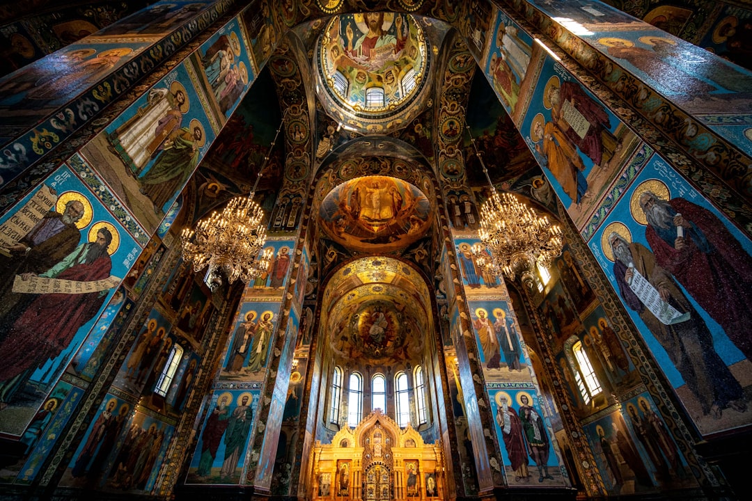 Rila Monastery main cathedral interior frescoes Christ Pantocrator dome