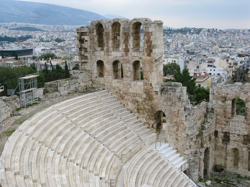 Lykavittos Theater Athens exterior night view