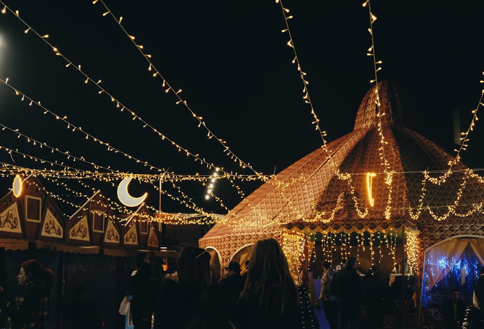 Petrovaradin Fortress Exit Festival stage tents illuminated