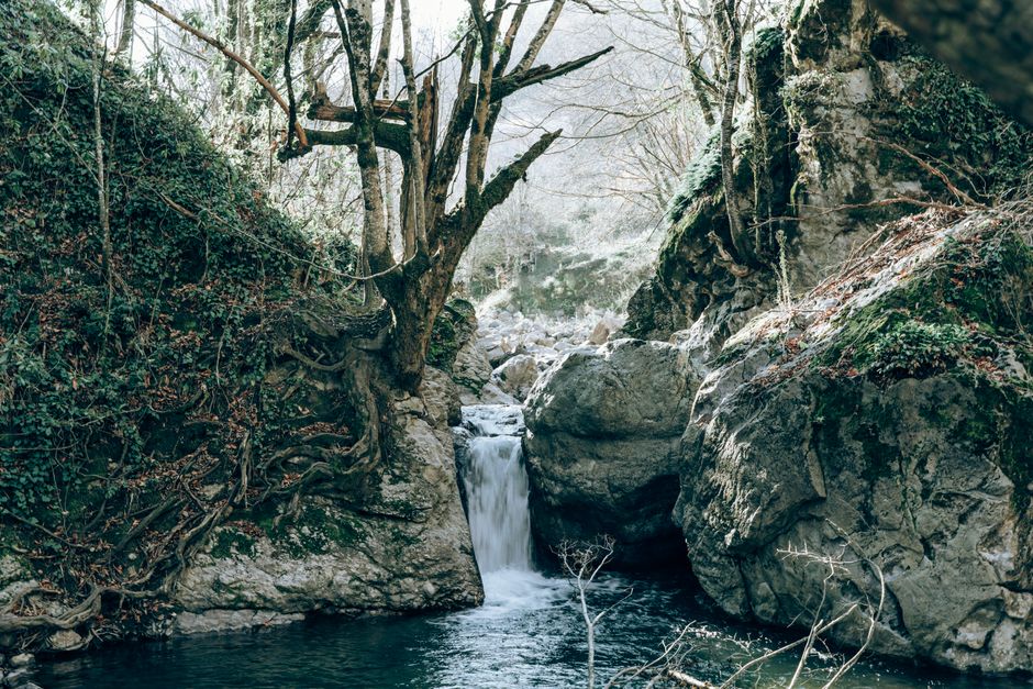 Enipeas Gorge Mount Olympus Greece waterfall forest