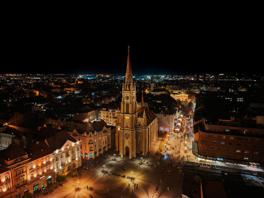 Liberty Square Novi Sad Serbia street scene cafes