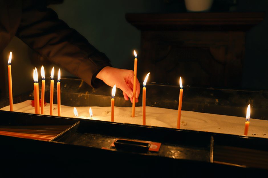 Mount Athos Greece night church candles monks chanting