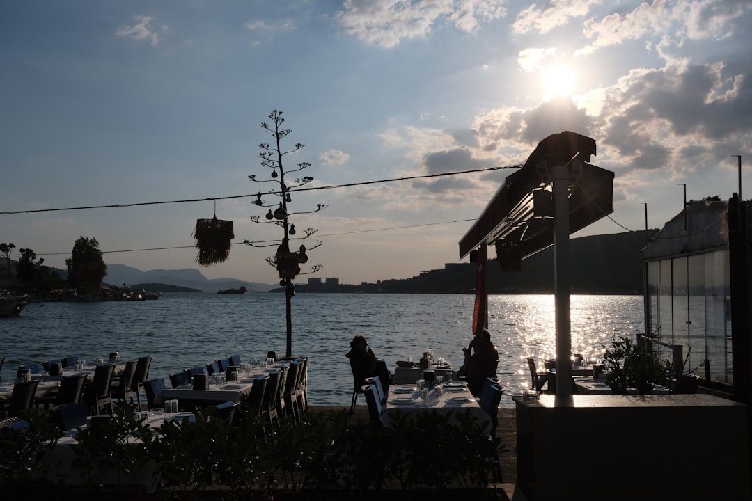 Ohrid Macedonia grilled fish restaurant table sunset