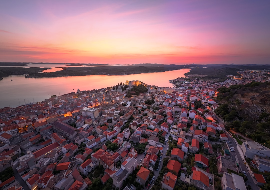 Šibenik Old Town nightlife bars cobblestone streets evening