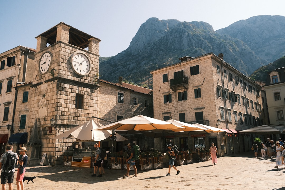 Kotor main square restaurants outdoor dining evening