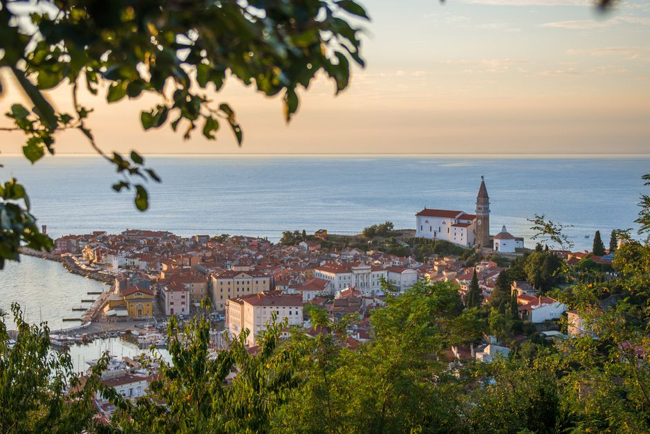 Thermae Portorož glass facade sunset Adriatic Sea view