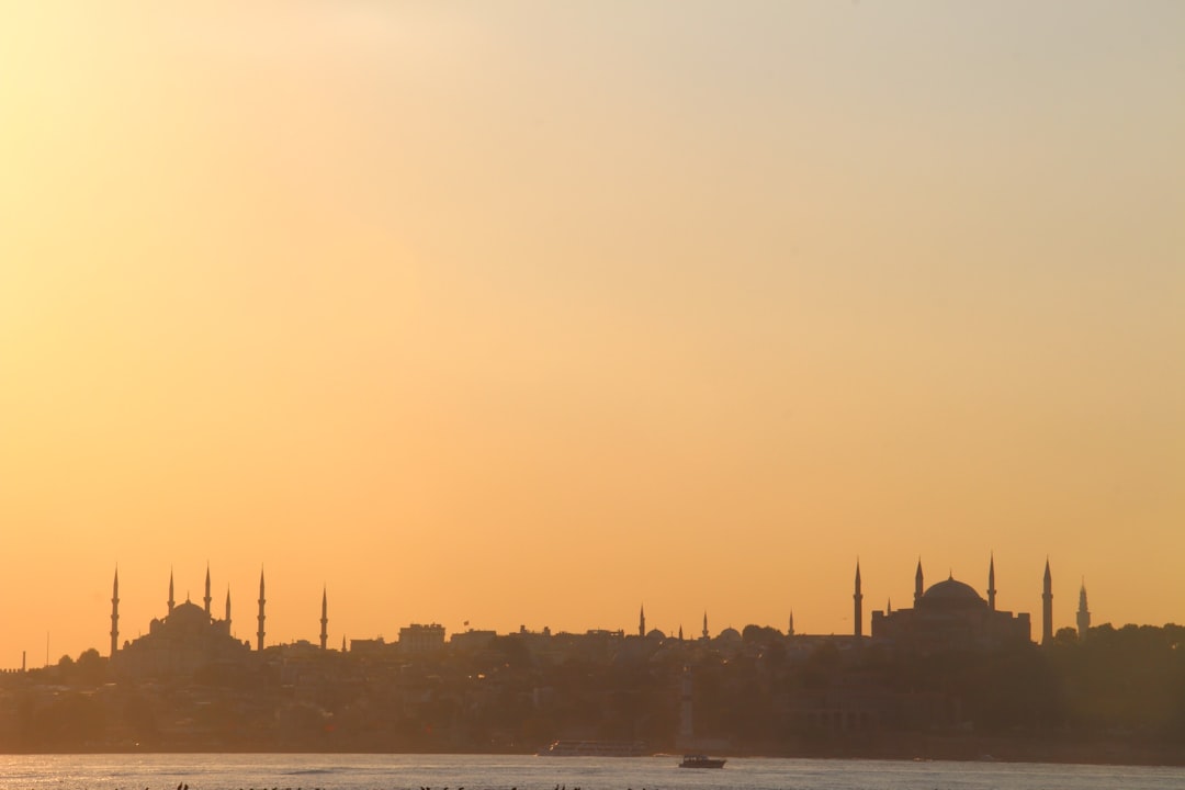 Istanbul skyline with financial district towers sunset