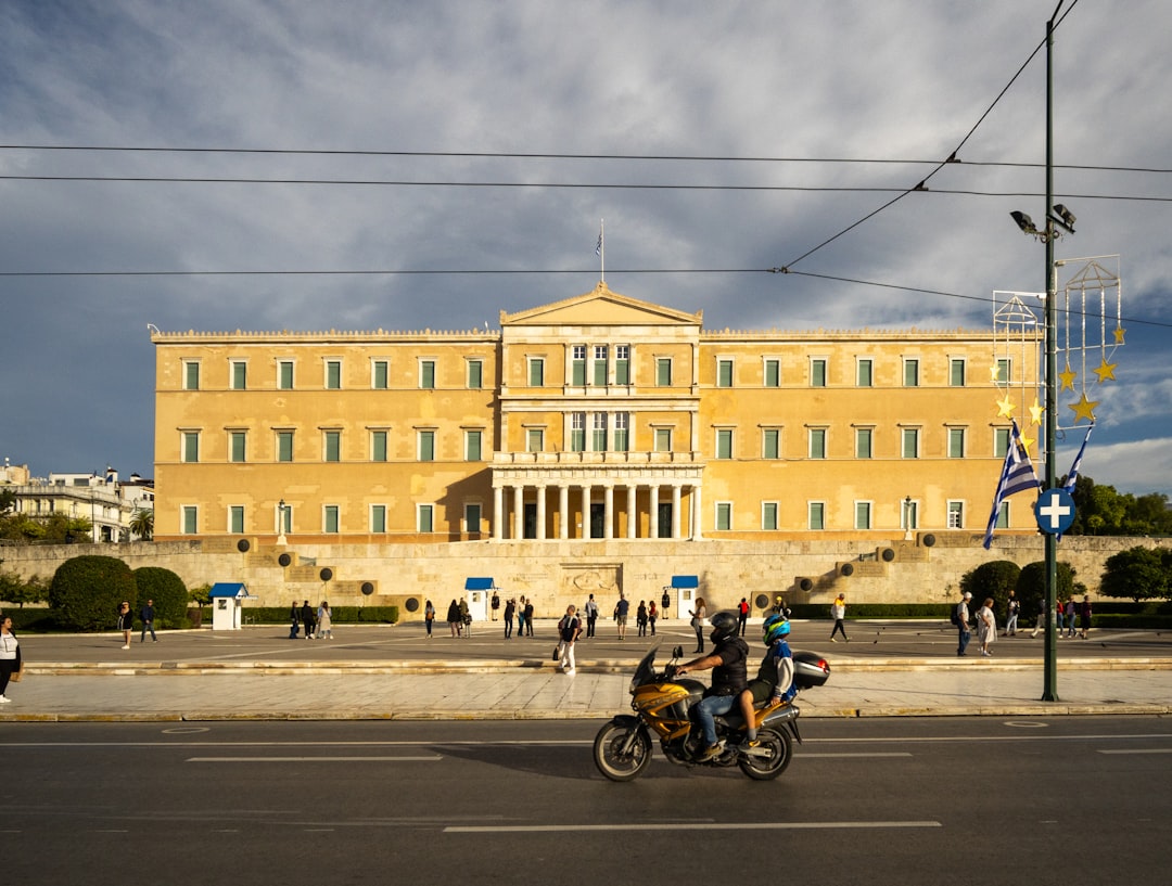 Greek police officers investigating crime scene