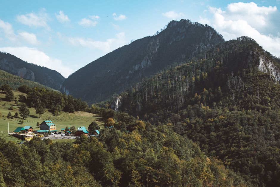 Rogovec village Kosovo mountain trailhead wooden houses valley
