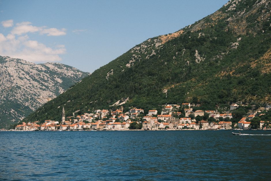 Bar Adriatic Perast waterfront night view Montenegro