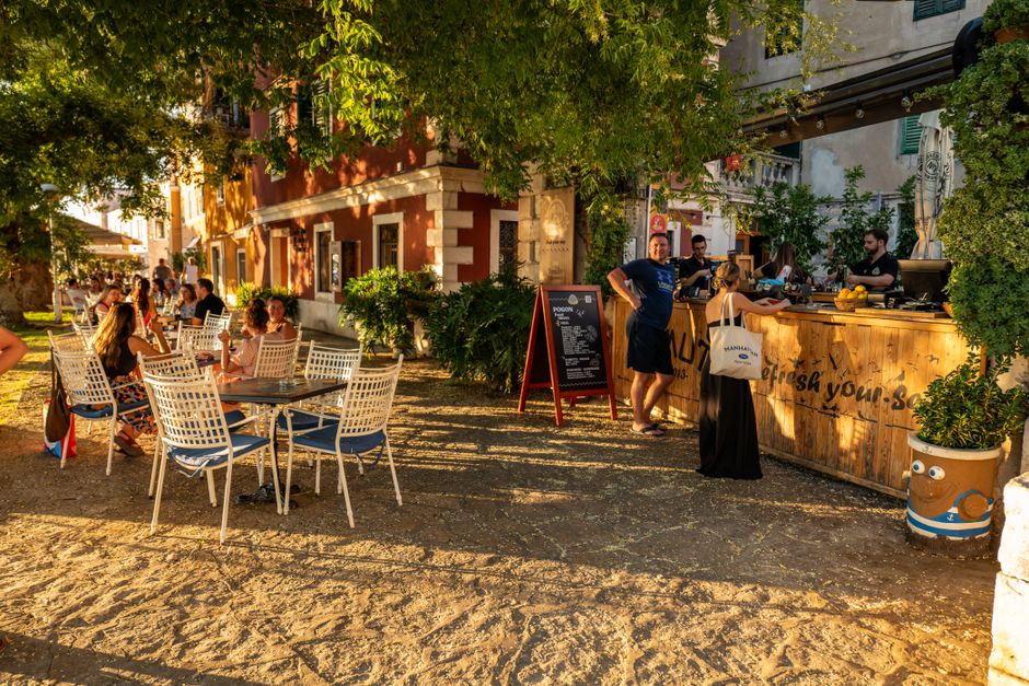 Biograd na Moru Croatia nightlife street scene evening