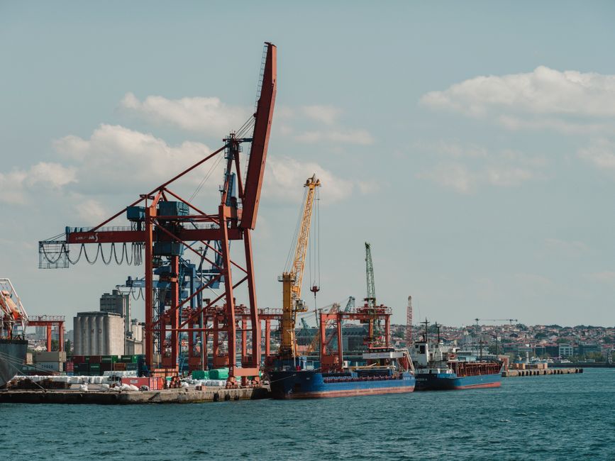 Port of Varna Bulgaria cargo ships cranes industrial waterfront