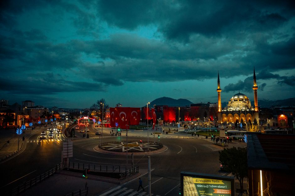 Pristina Skenderbeg Square nightlife evening lights