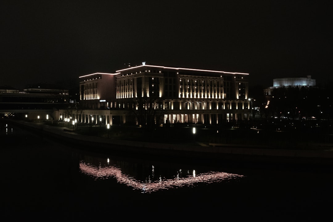 Turkish parliament building exterior night view