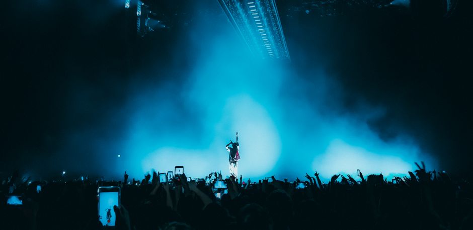 Damon Albarn performing live with Gorillaz