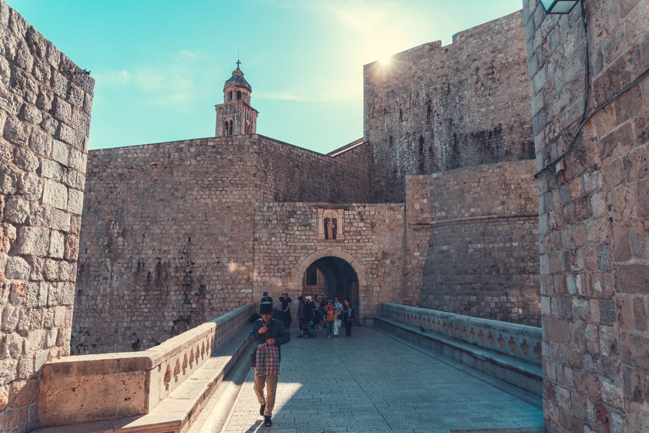 Ploče Gate Dubrovnik stone archway eastern entrance quiet square