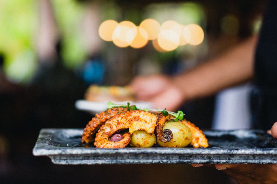Ksamil Albania grilled octopus seafood restaurant beachfront