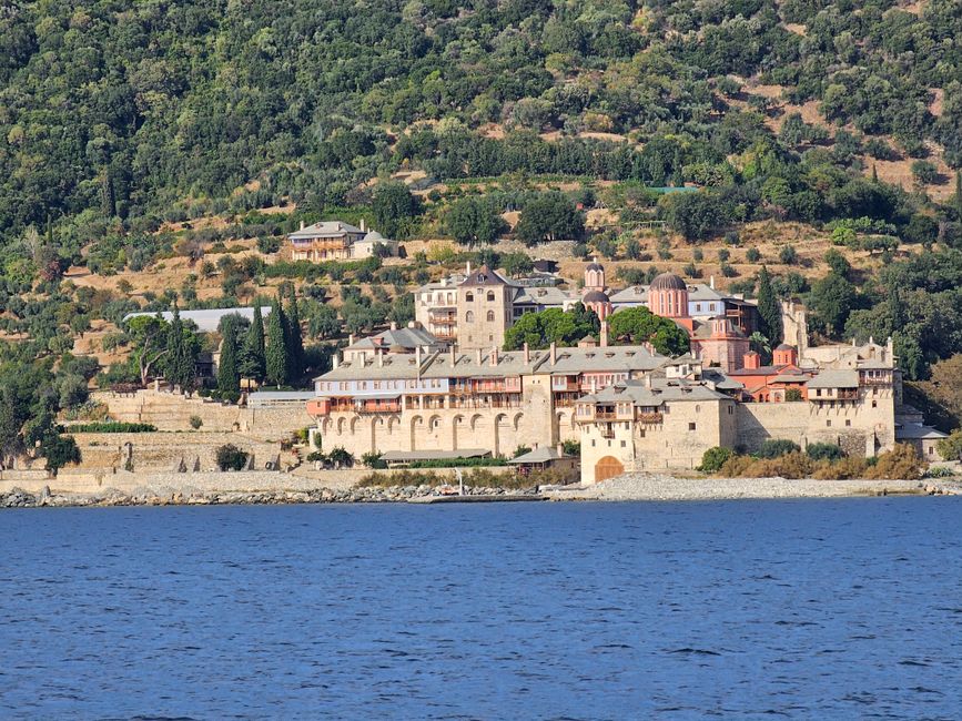 Holy Lake Monastery Greece frescoes interior Great Prespa Lake view