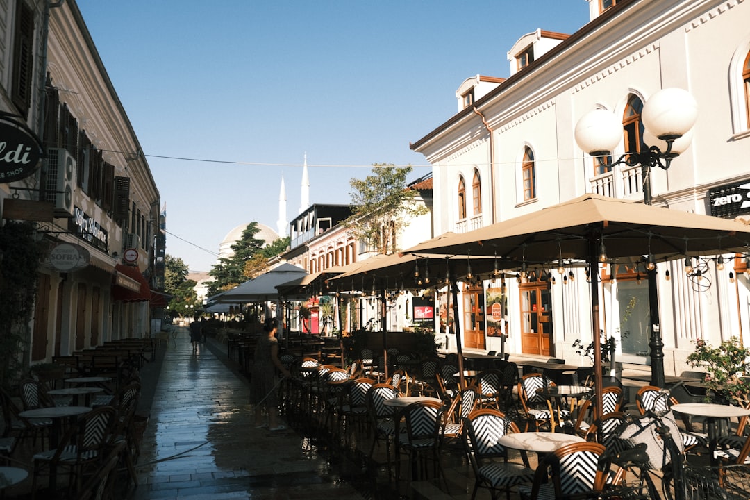 Saranda Albania old town cobblestone street whitewashed houses