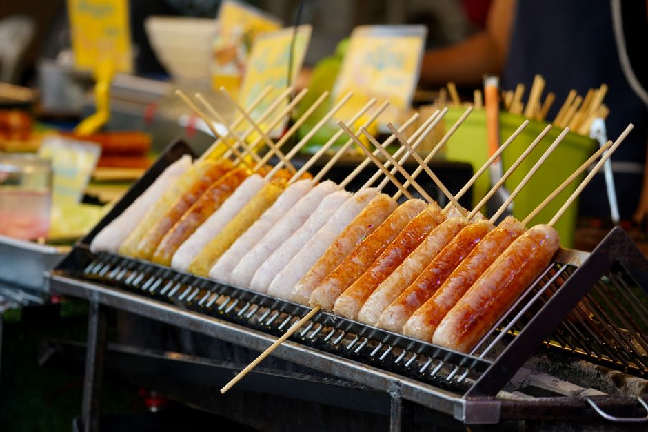 Bucharest street food mici grill skewers