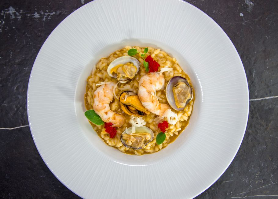 Crni Rižot black risotto Montenegro seafood plate
